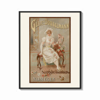 Framed Elegant woman in white dress print shown as a bold statement piece on a clean gallery wall