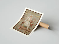 Rolled Elegant woman in white dress poster beside its crush-resistant kraft shipping tube