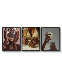 Glam Mirror and Glitter Set of 3 arranged on a bright gallery wall
