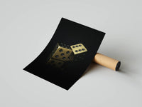 Black & Gold Playing Card poster rolled beside its crush-resistant shipping tube