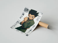 Rolled anime boy in fighting stance poster beside its crush-resistant kraft shipping tube