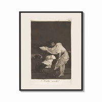 Framed Woman battling wind in cloak print shown as a bold statement piece on a clean gallery wall