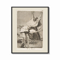 Framed Grotesque figures screaming with raised arms print shown as a bold statement piece on a clean gallery wall