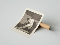 Rolled man embracing dying woman poster beside its crush-resistant kraft shipping tube