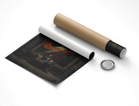 Goya Swoosh art with red Nike swoosh rolled out of a crush-resistant shipping tube with cap