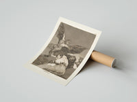 Rolled Winged demon carrying frightened figure poster beside its crush-resistant kraft shipping tube
