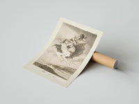 Rolled Witches flying with monkey demon poster beside its crush-resistant kraft shipping tube