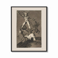 Framed Grotesque figures climbing atop one another print shown as a bold statement piece on a clean gallery wall