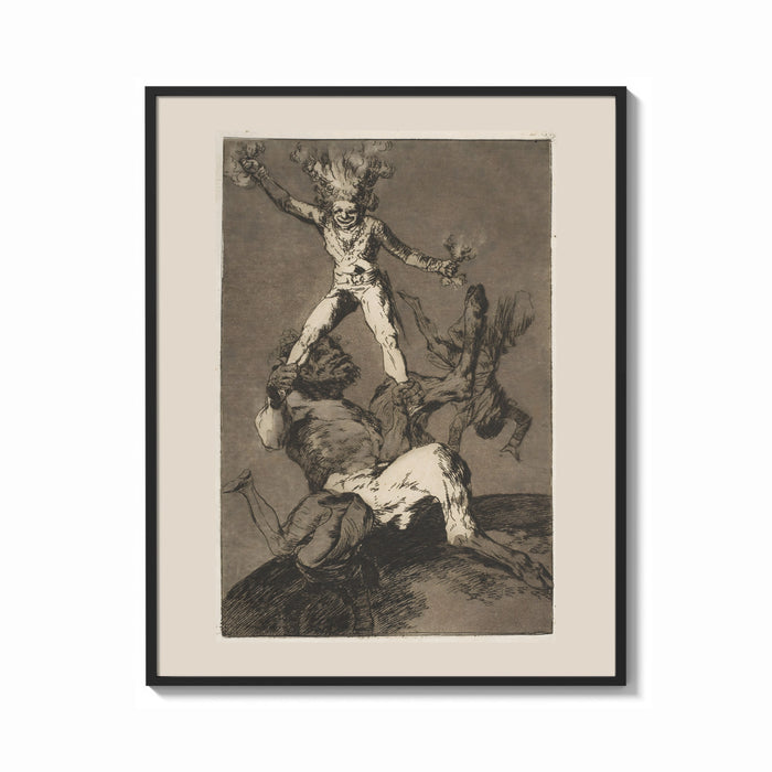 Framed Grotesque figures climbing atop one another print shown as a bold statement piece on a clean gallery wall