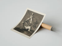 Rolled Grotesque figures climbing atop one another poster beside its crush-resistant kraft shipping tube