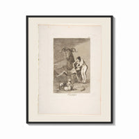 Framed witch scene with goat demon print shown as a bold statement piece on a clean gallery wall