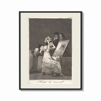 Framed Old woman at vanity mirror print shown as a bold statement piece on a clean gallery wall