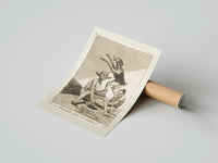 Rolled Grotesque demons and goat figure poster beside its crush-resistant kraft shipping tube