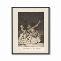 Framed Grotesque nude figures under night sky print shown as a bold statement piece on a clean gallery wall