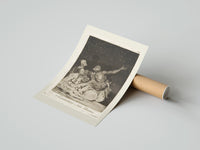 Rolled Grotesque nude figures under night sky poster beside its crush-resistant kraft shipping tube