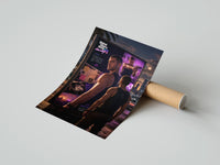 Rolled muscular man in tank top poster beside its crush-resistant kraft shipping tube