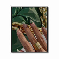 Framed Green French Tips print shown as a bold statement piece on a clean gallery wall