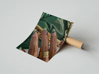 Gently curled Green French Tips print beside its protective shipping tube