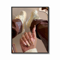 Framed Heart Nail Designs print shown as a bold statement piece on a clean gallery wall