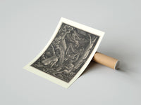 Rolled Nude witches with cauldron flying goat poster beside its crush-resistant kraft shipping tube