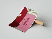 Gently curled Healing Is a Journey Book Page print beside its protective shipping tube