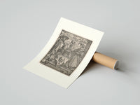 Rolled Nobleman and lady with hourglass poster beside its crush-resistant kraft shipping tube