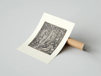Rolled Adam and Eve in Eden poster beside its crush-resistant kraft shipping tube