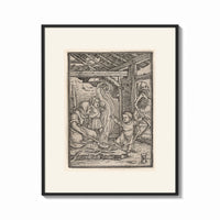Framed Death with skeleton takes a child print shown as a bold statement piece on a clean gallery wall