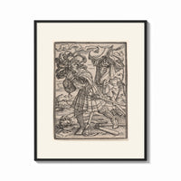 Framed Nobleman confronted by skeletal Death print shown as a bold statement piece on a clean gallery wall