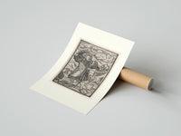 Rolled Death dancing with a man poster beside its crush-resistant kraft shipping tube