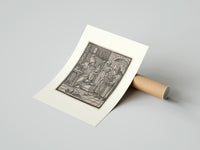 Rolled Death visiting physician holding urine flask poster beside its crush-resistant kraft shipping tube