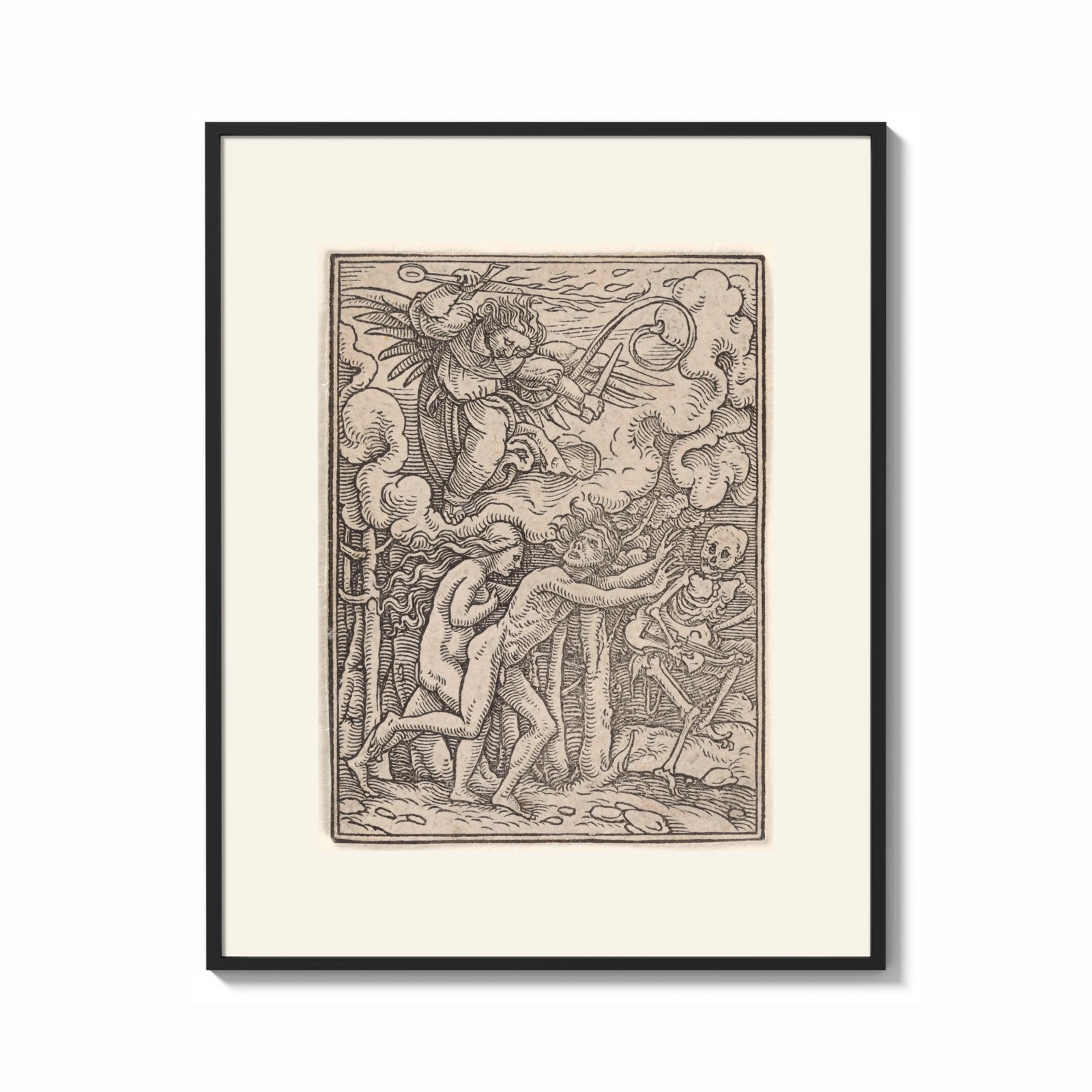 Framed Death expelling Adam and Eve from Eden print shown as a bold statement piece on a clean gallery wall