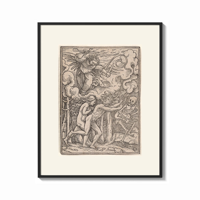 Framed Death expelling Adam and Eve from Eden print shown as a bold statement piece on a clean gallery wall