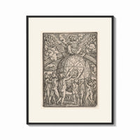 Framed God enthroned above celestial globe print shown as a bold statement piece on a clean gallery wall