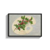 Framed Holly Hearty Christmas Greetings print shown as a wide statement piece on a clean white wall