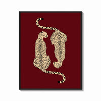 Framed Mirrored Cheetahs print shown as a bold statement piece on a clean gallery wall