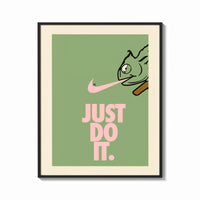 Framed Just Do It Chameleon Green Pink print shown as a bold statement piece on a clean gallery wall