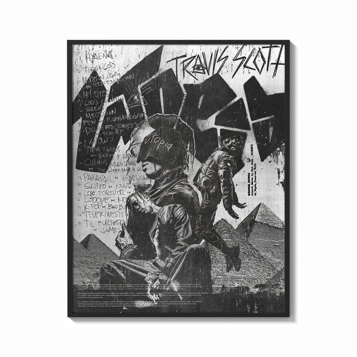 Framed Travis Scott Utopia Album Cover framed poster print shown as a bold statement piece on a clean gallery wall