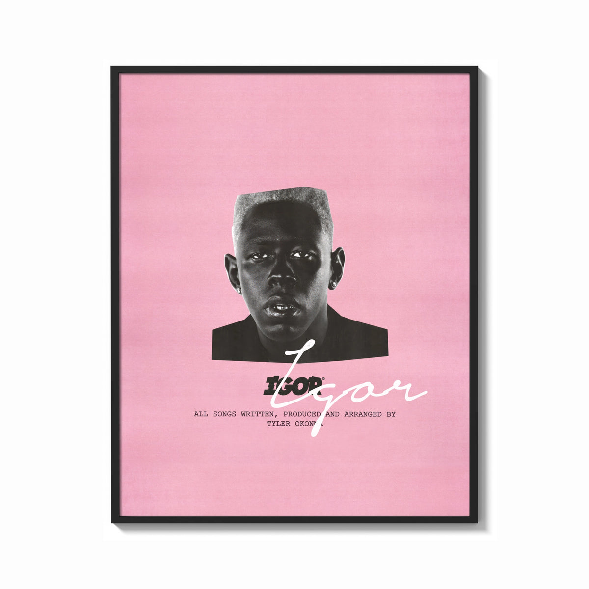 Framed Tyler the Creator IGOR print shown as a bold statement piece on a clean gallery wall