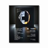 Framed Daft Punk Random Access Memories Helmets print shown as a bold statement piece on a clean gallery wall