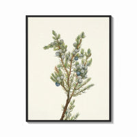Framed juniper branch with berries vintage art print print shown as a bold statement piece on a clean gallery wall