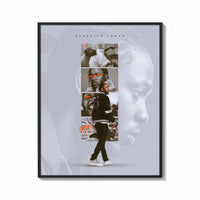 Framed Kendrick Lamar DAMN Collage print shown as a bold statement piece on a clean gallery wall