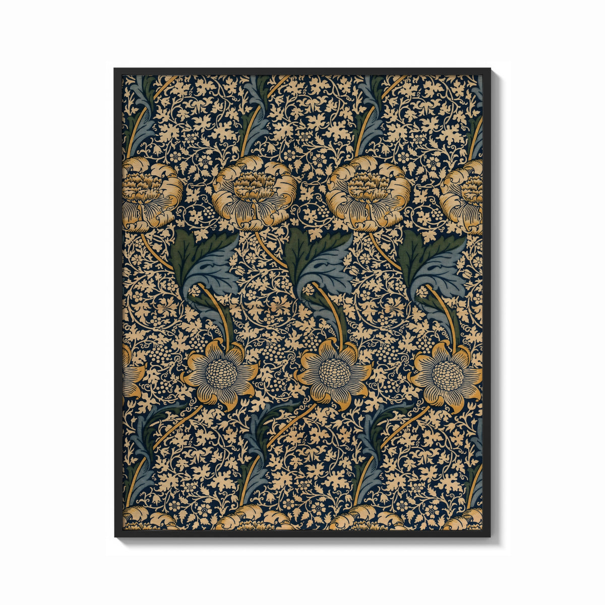 Framed William Morris Kennet print shown as a bold statement piece on a clean gallery wall