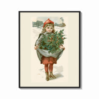 Framed Louis Prang Little Girl with Holly print shown as a bold statement piece on a clean gallery wall