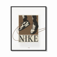 Framed Nike Air Force 1 Streetwear print shown as a bold statement piece on a clean gallery wall
