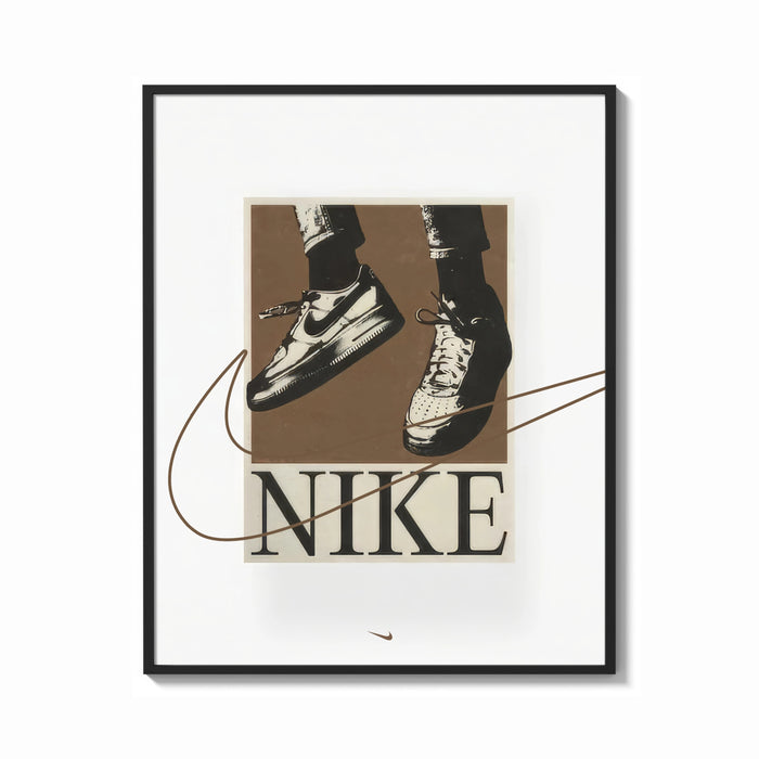 Framed Nike Air Force 1 Streetwear print shown as a bold statement piece on a clean gallery wall
