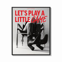 Framed Let's Play a Little Game print shown as a bold statement piece on a clean gallery wall