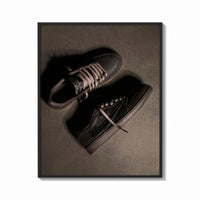 Framed Air Jordan 1 x Travis Scott Velvet Brown Mocha print shown as a bold statement piece on a clean gallery wall