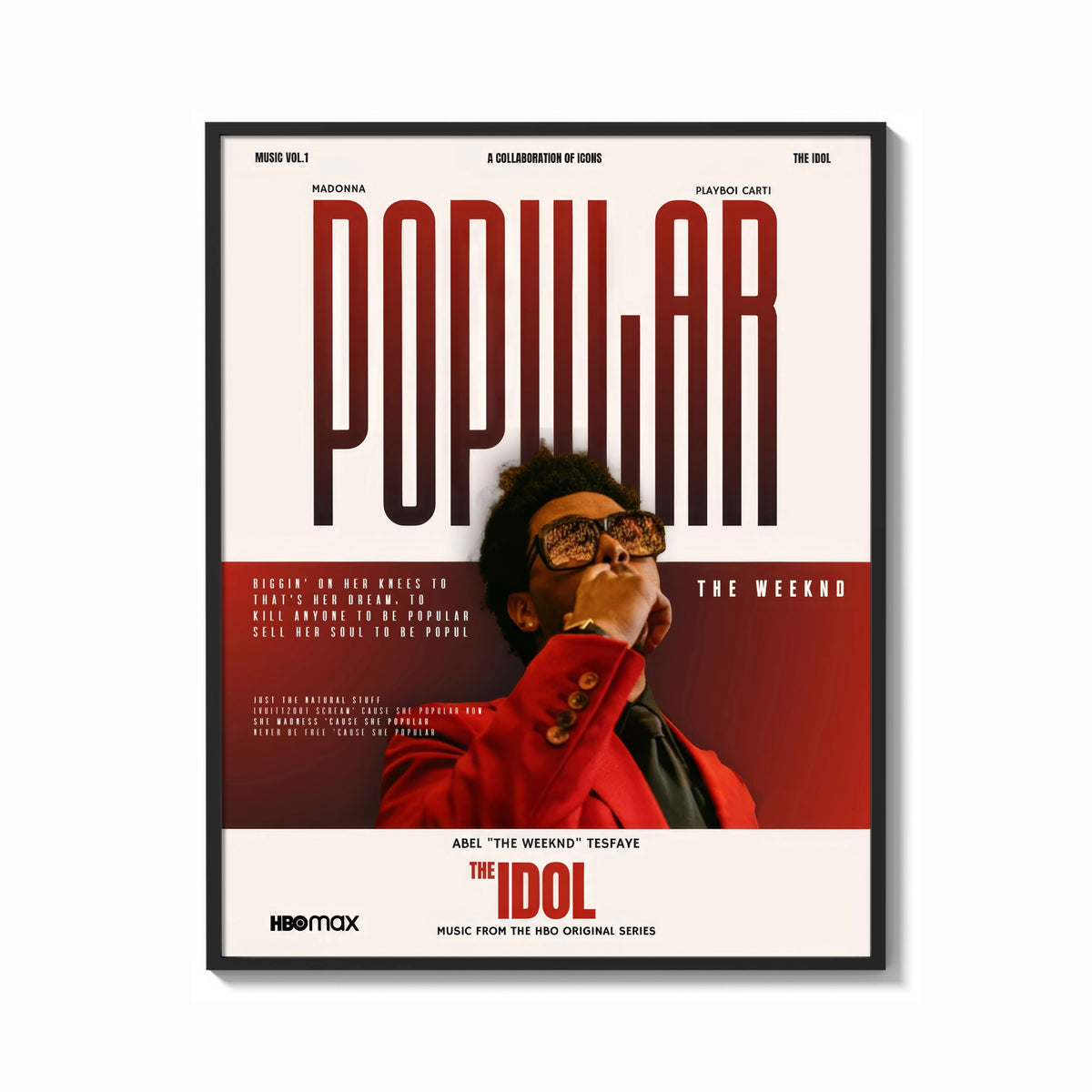 Framed The Weeknd Popular Idol Magazine Cover print shown as a bold statement piece on a clean gallery wall