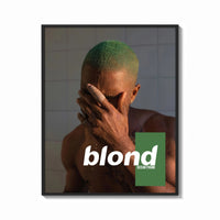 Framed Blond Frank Ocean Album Cover Portrait print shown as a bold statement piece on a clean gallery wall
